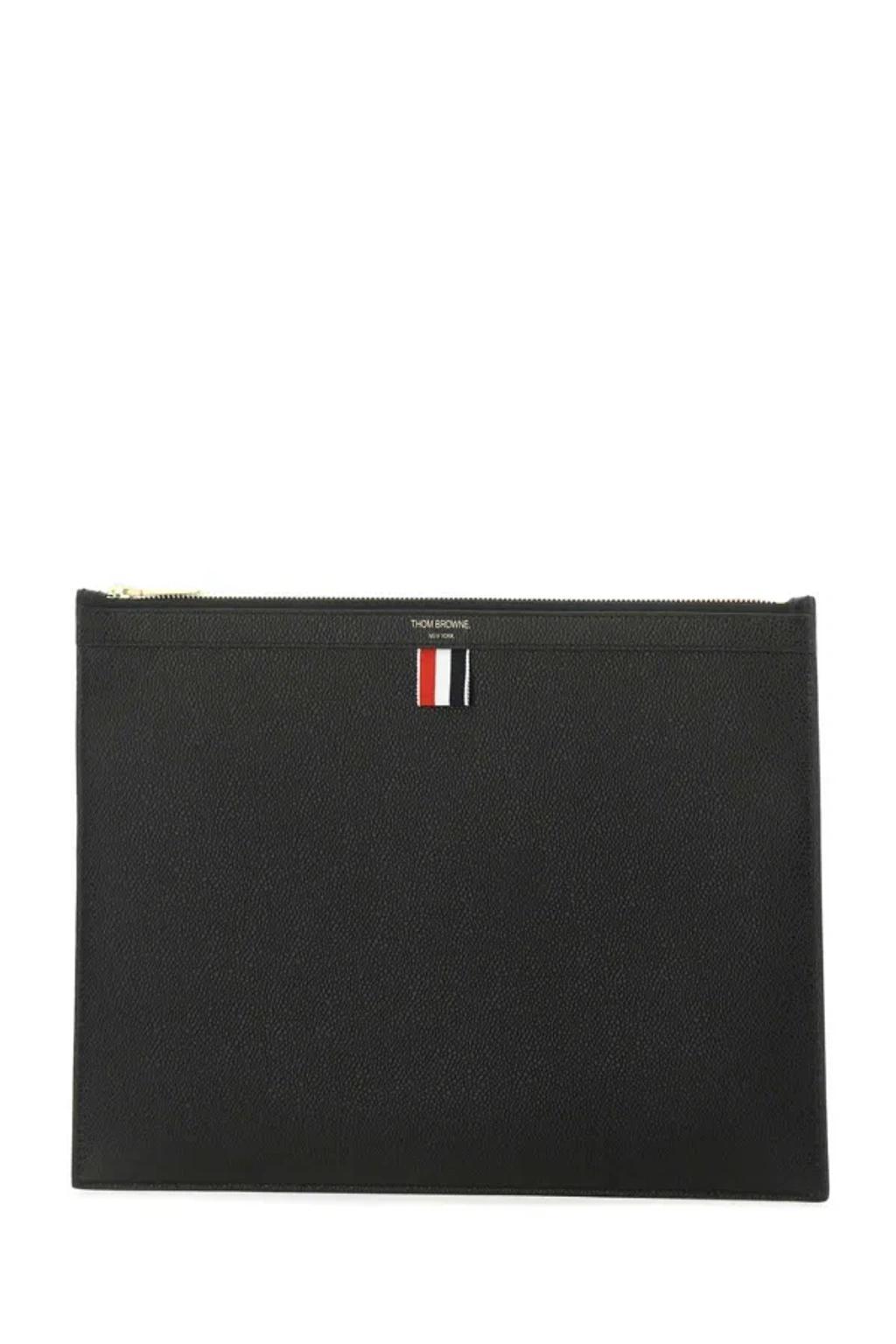 THOM BROWNE Black Leather Document Case Product Image