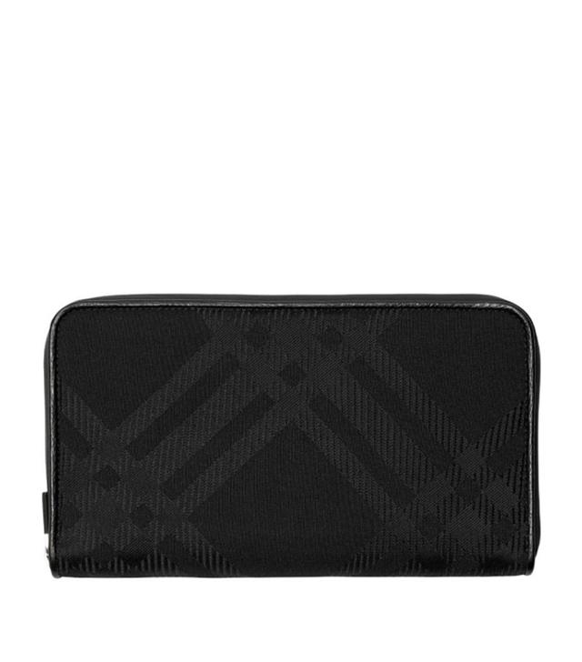 Check Jacquard Zip-around Wallet In Black Product Image