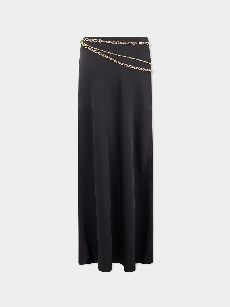 Long black skirt embellished with "eight" signature chain Product Image