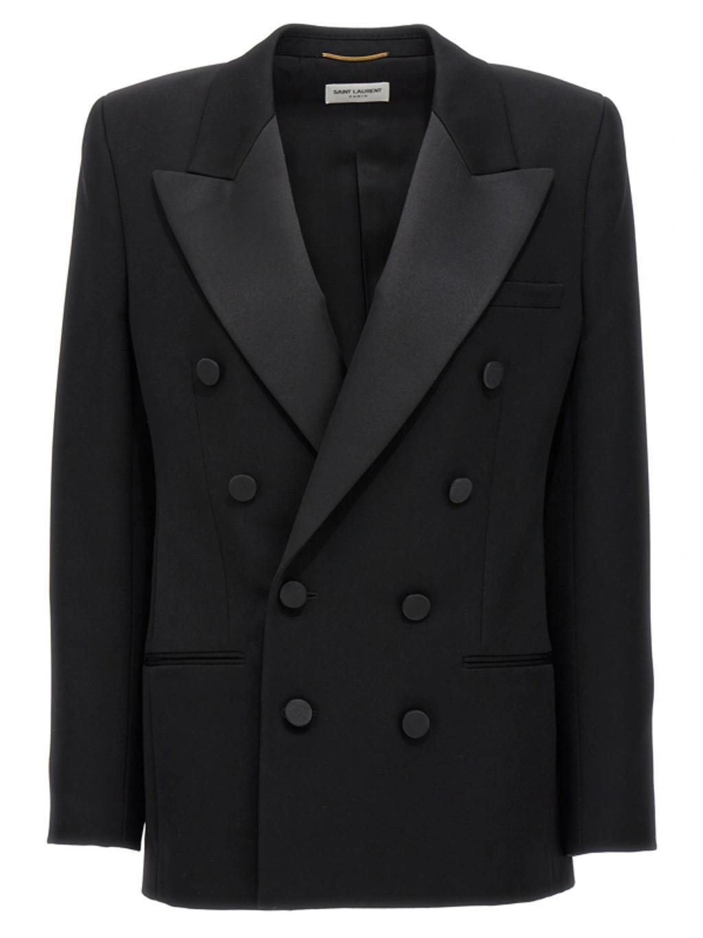 SAINT LAURENT Leger Armure Blazer And Suits In Black product image