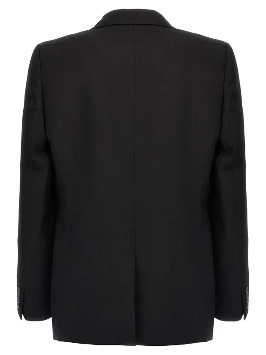 Double Breasted Wool Blazer In Black Product Image