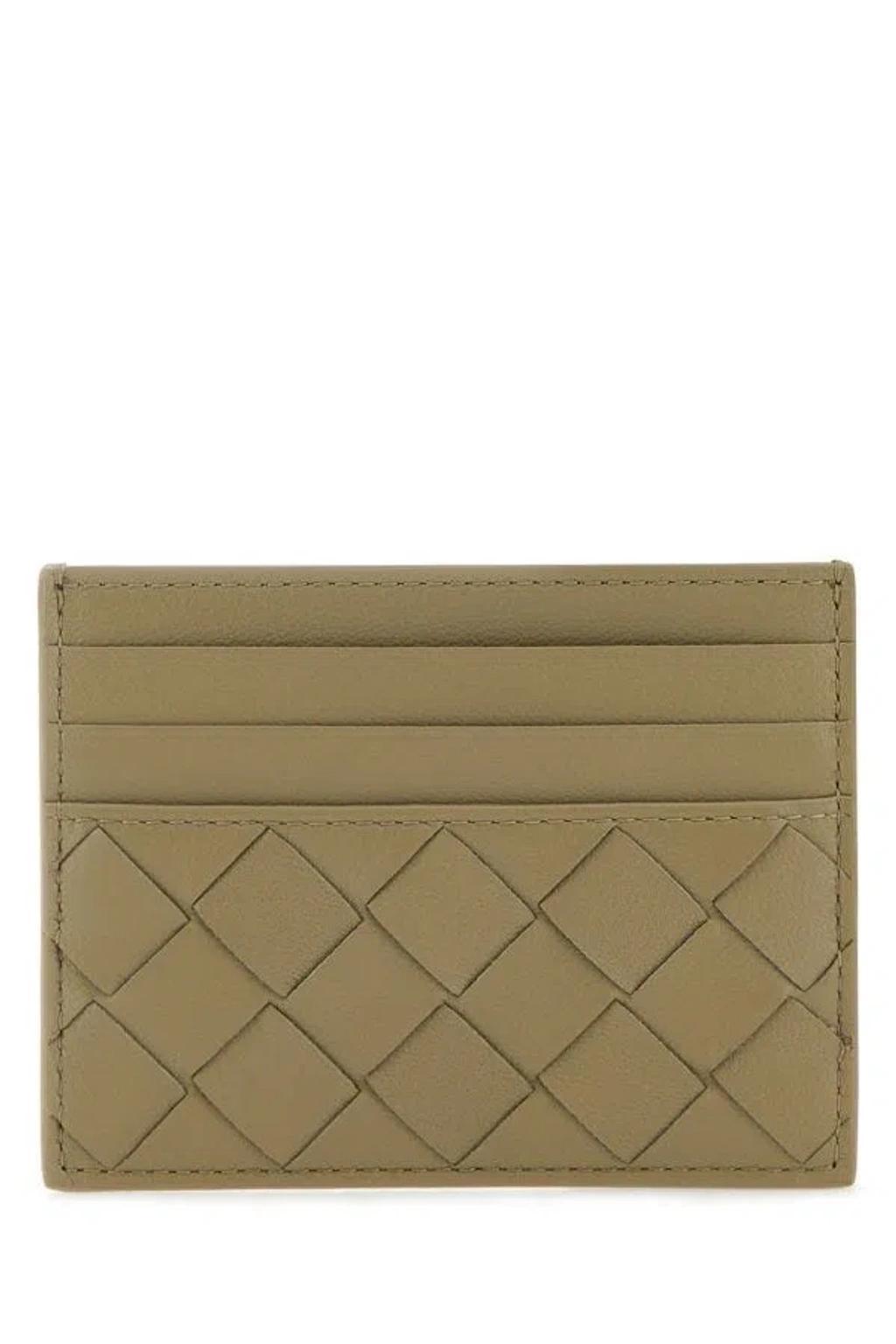 Dove Grey Nappa Leather Intrecciato Card Holder In Gray Product Image