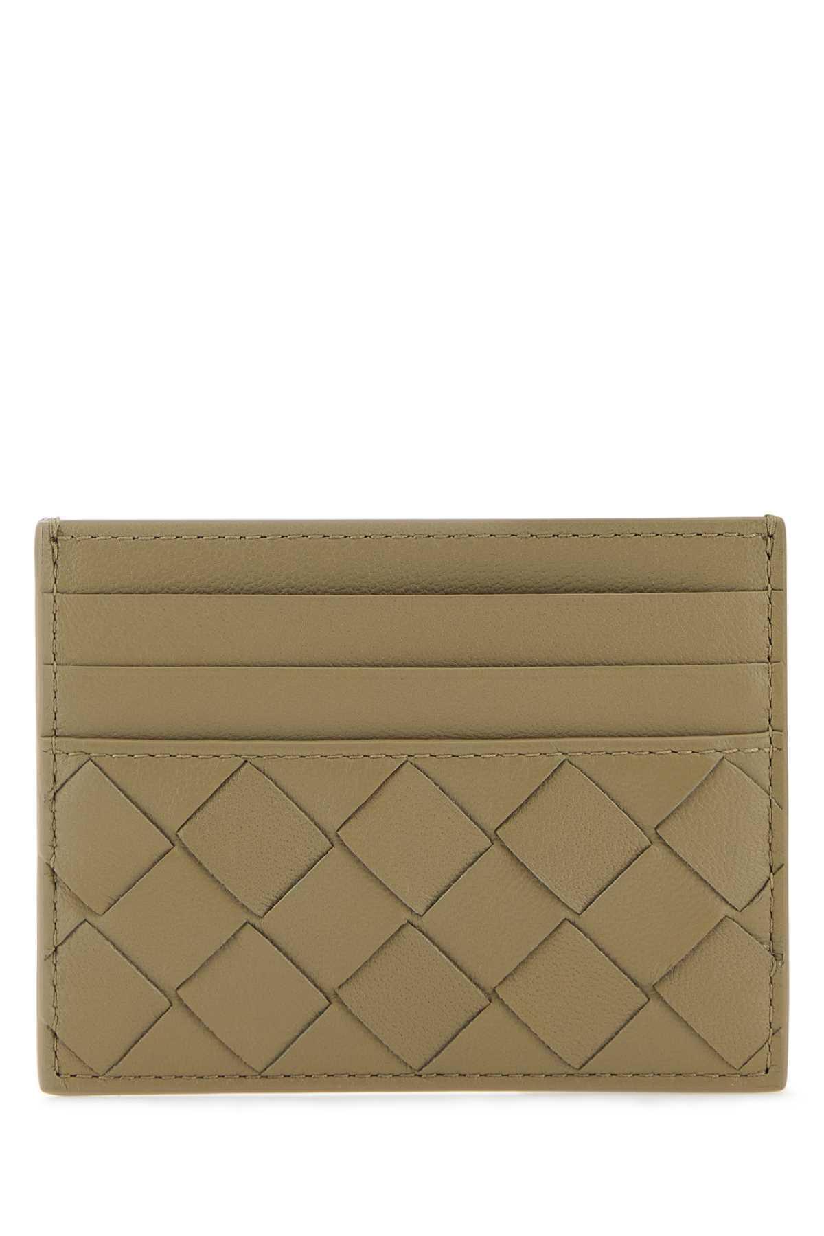 Dove Grey Nappa Leather Intrecciato Card Holder In Gray Product Image