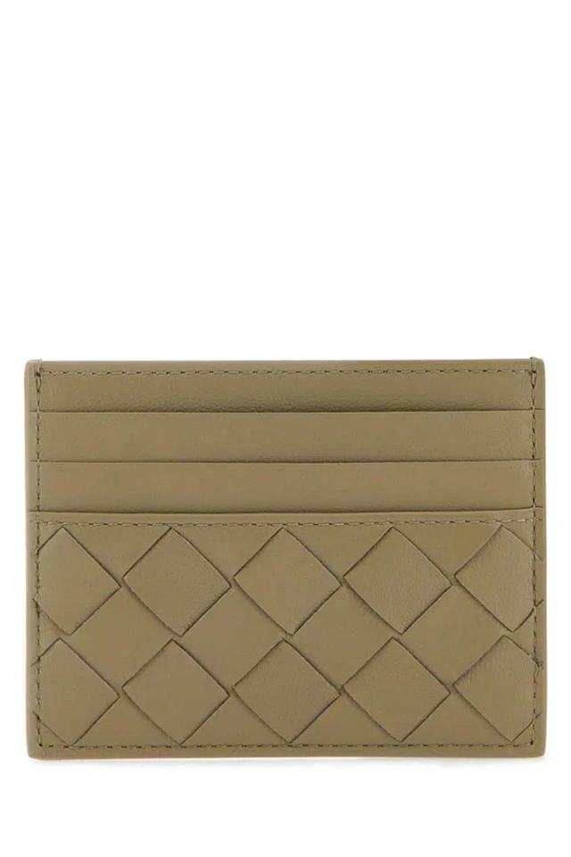 Dove Grey Nappa Leather Intrecciato Card Holder In Gray Product Image