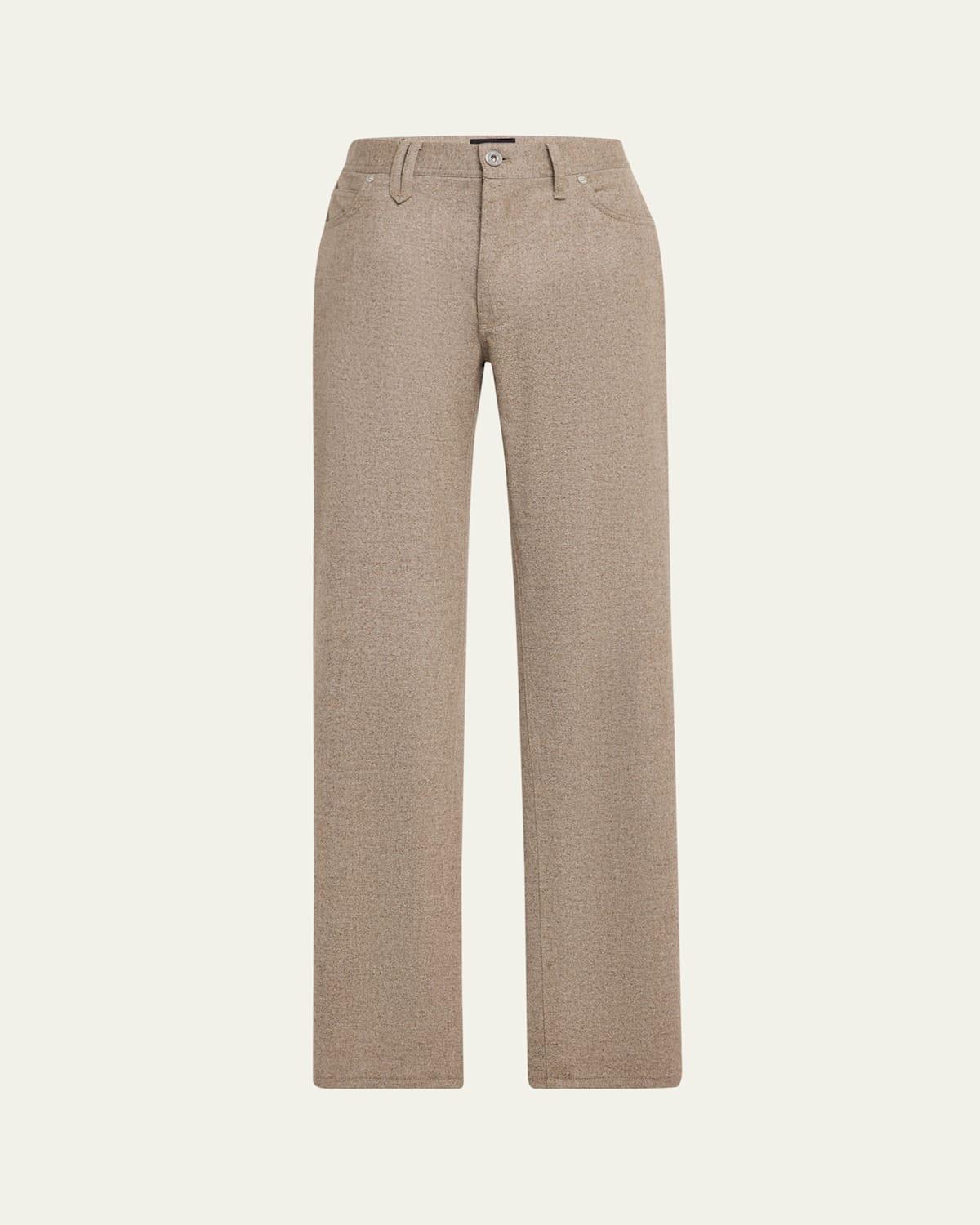 Mens Light Flannel Flat-Front Trousers Product Image