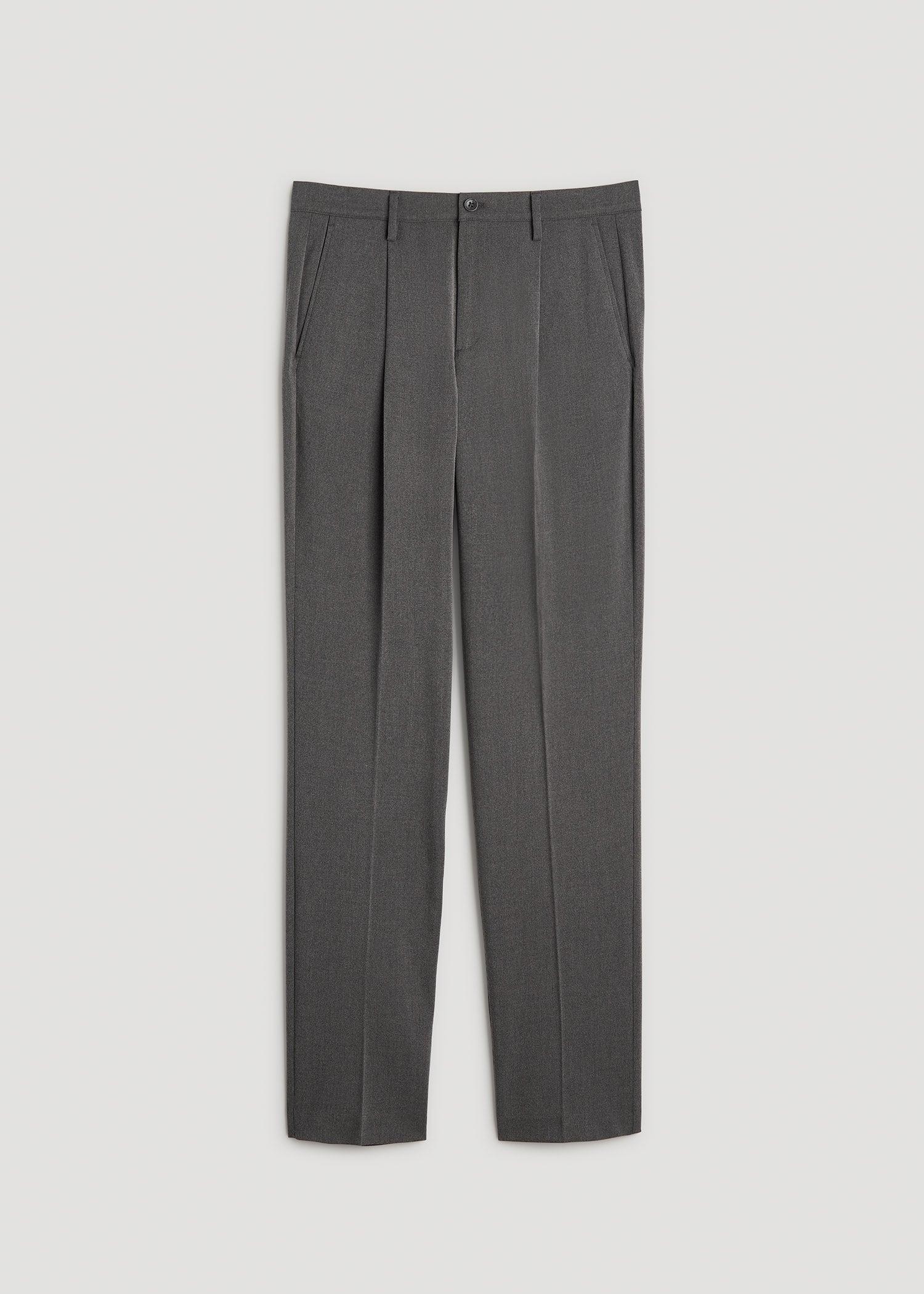 Tall Men's Relaxed Pleated Trouser in Charcoal Mix Male Product Image