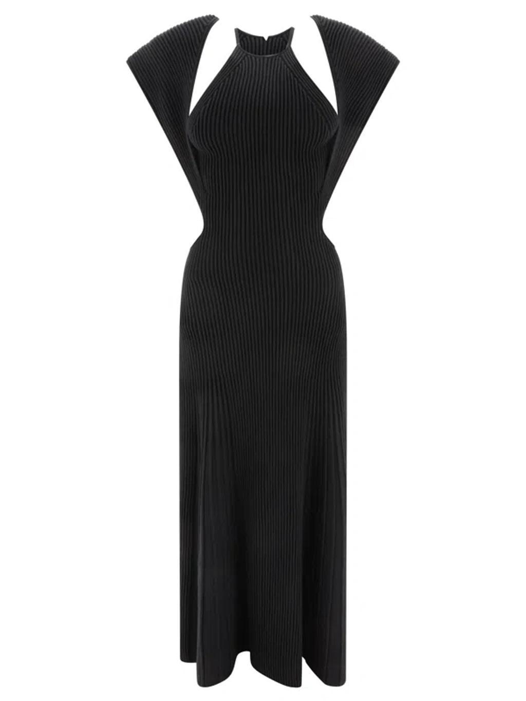 Cutout Wool Midi Dress In Noir Product Image