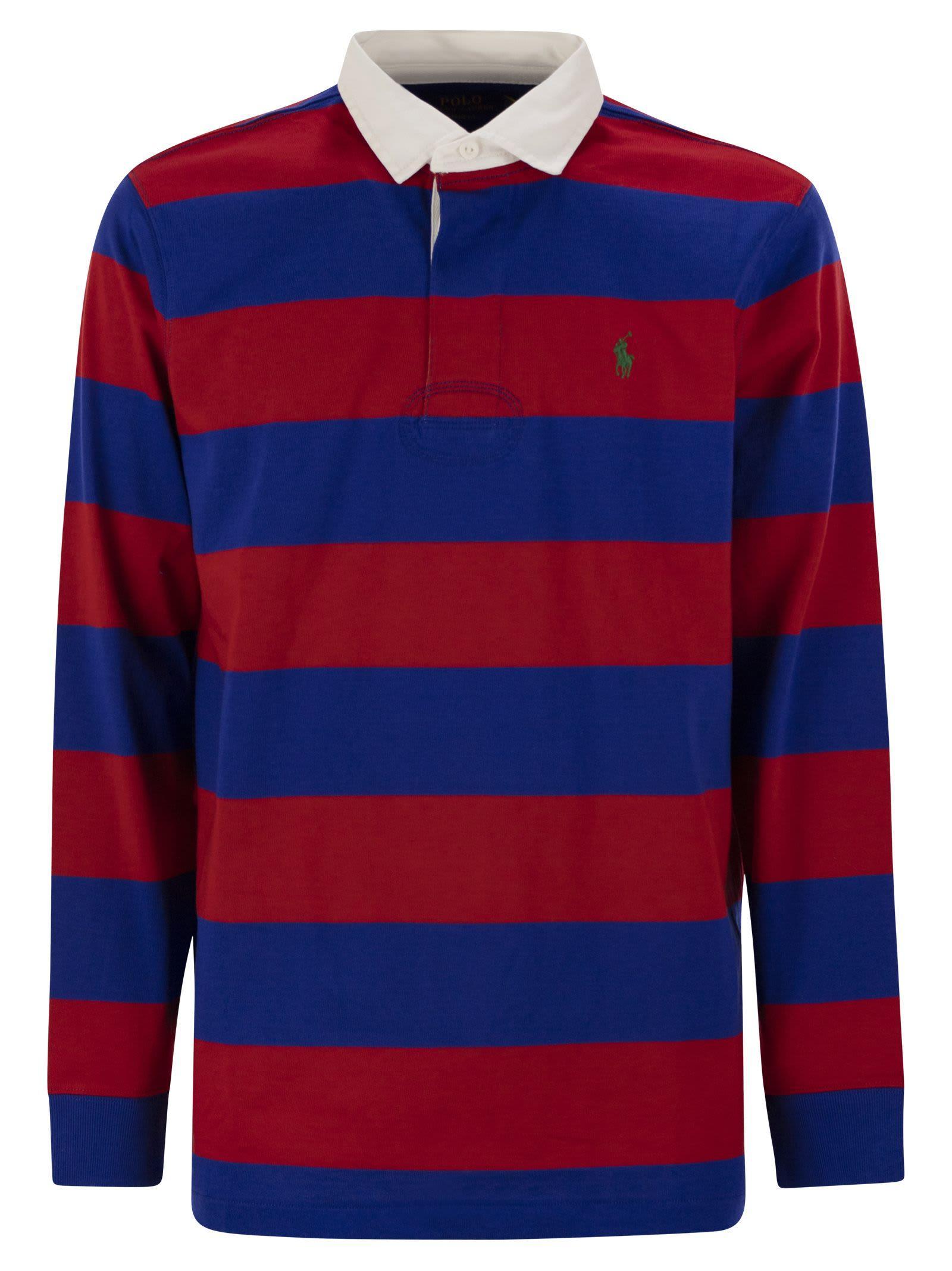 Long-sleeved Rugby Jersey In Red/blue Product Image