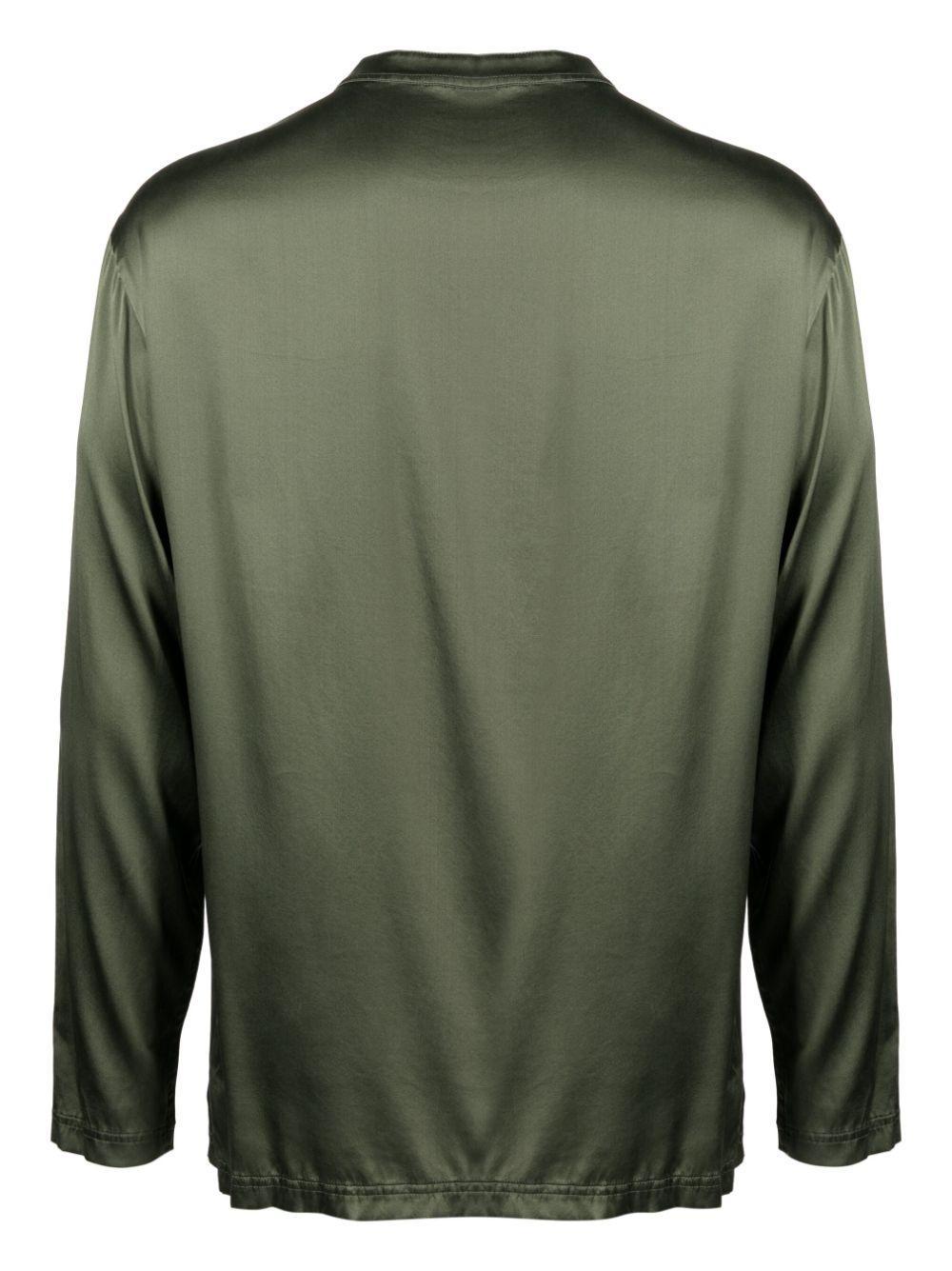 TOM FORD Long-sleeve Silk-blend Shirt In Verde Product Image