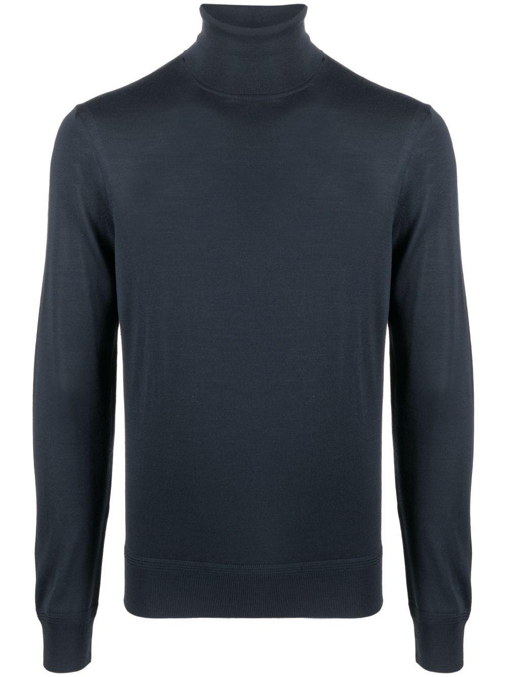 TOM FORD Roll-neck Wool Jumper In Blue Product Image