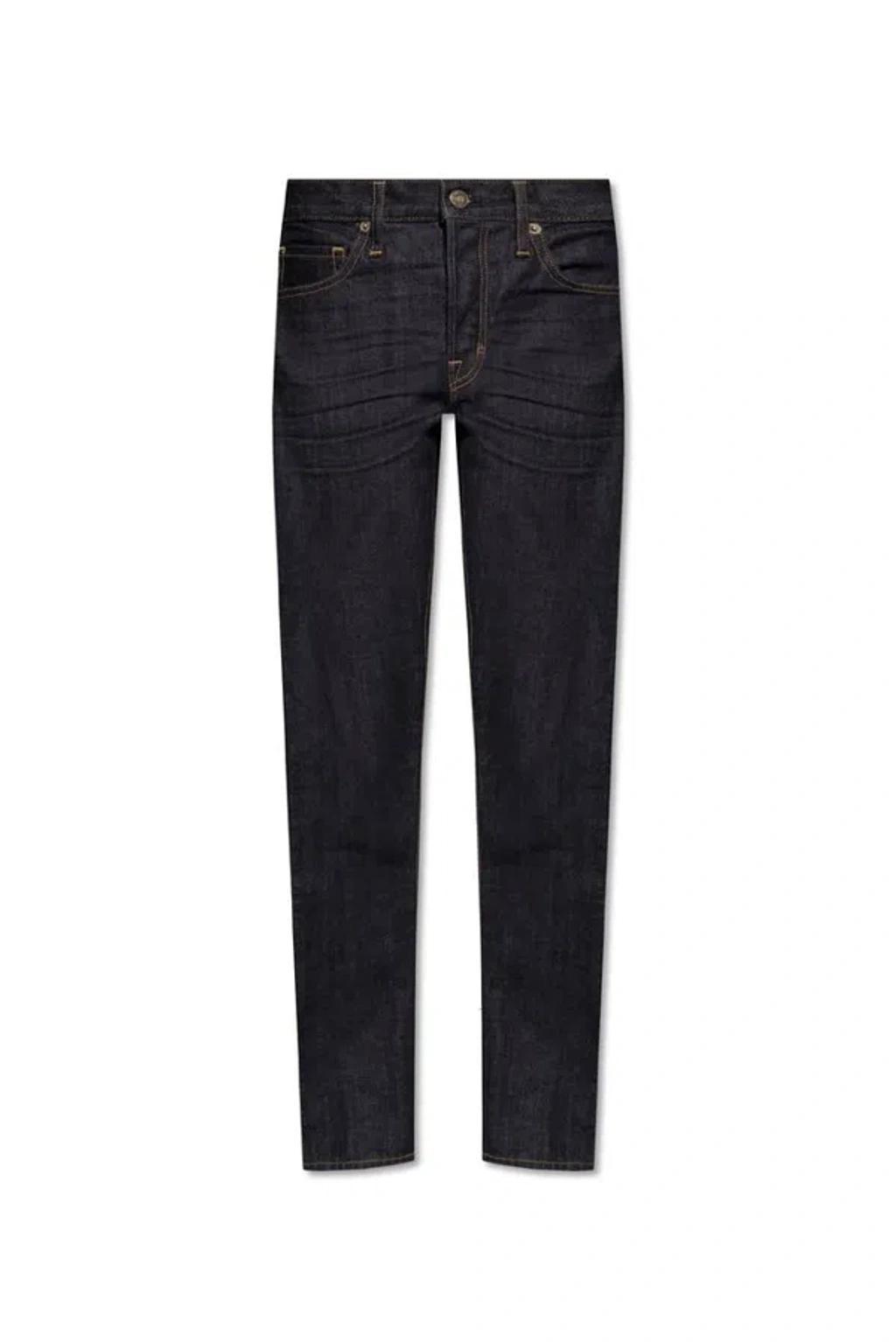 TOM FORD Logo Patch Skinny Jeans In Navy Product Image