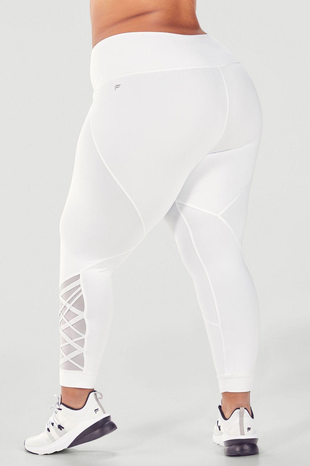 Fabletics Dynamic High-Waisted Lattice 7/8 Womens white plus Size 4X Product Image