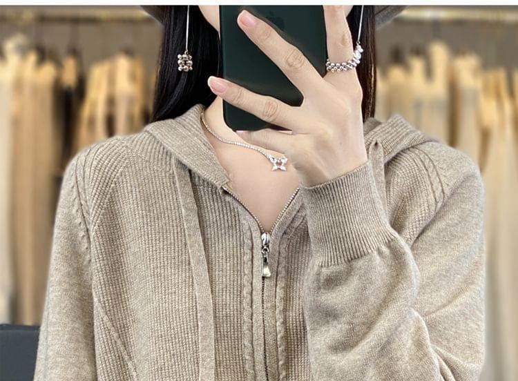 Plain Hood Zip Cardigan Product Image