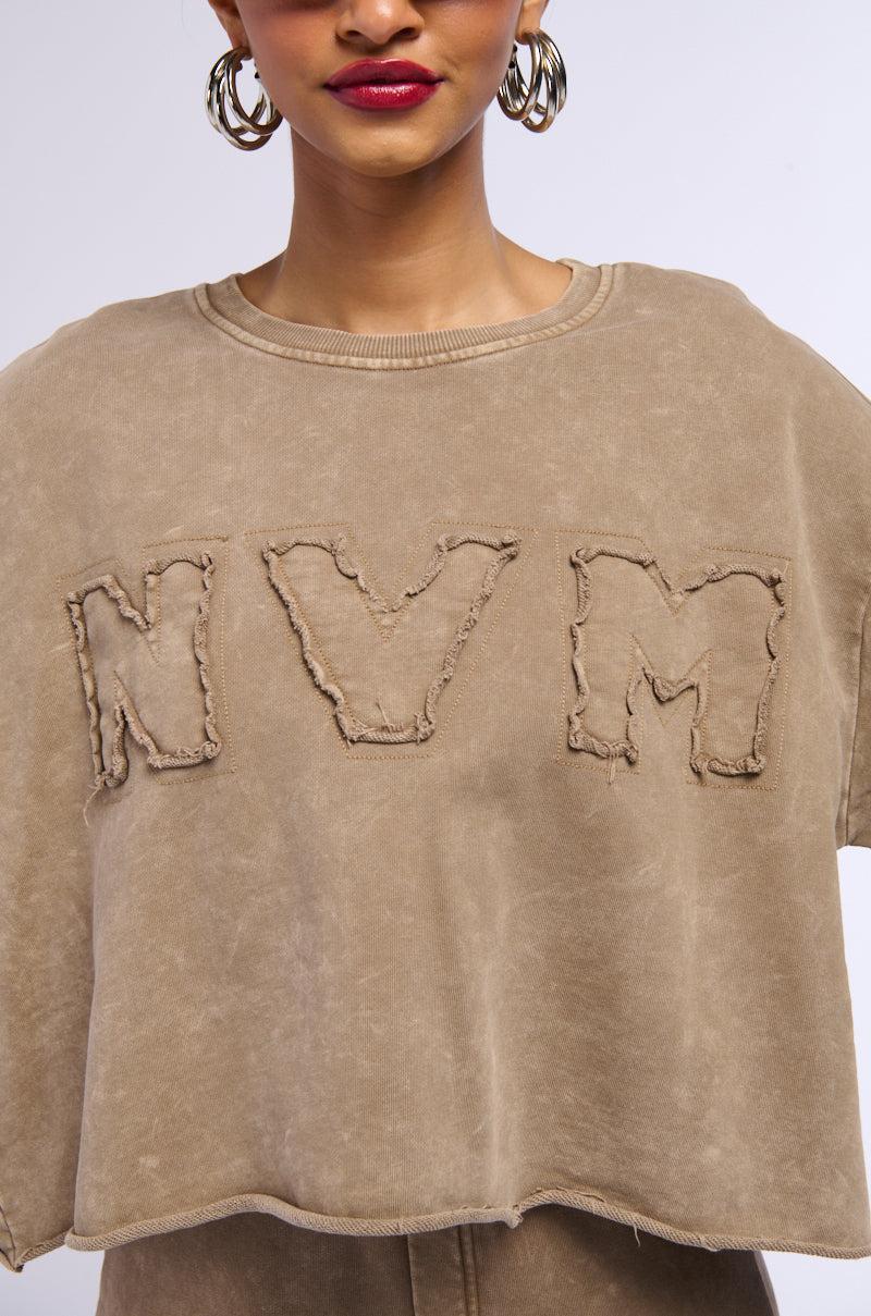 NEVER MIND BABE CROPPED MINERAL WASH SWEATSHIRT Product Image