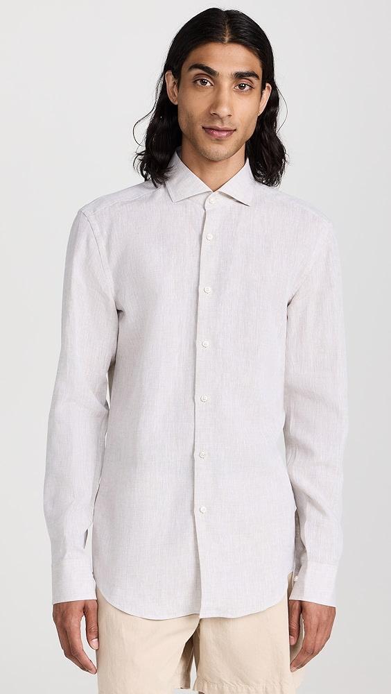 BOSS Slim-Fit Shirt In Linen with Spread Collar | Shopbop Product Image