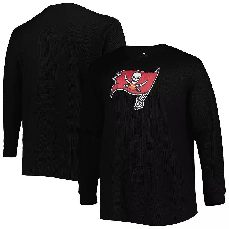 Mens Black Tampa Bay Buccaneers Big and Tall Waffle-Knit Thermal Long Sleeve T-shirt Product Image