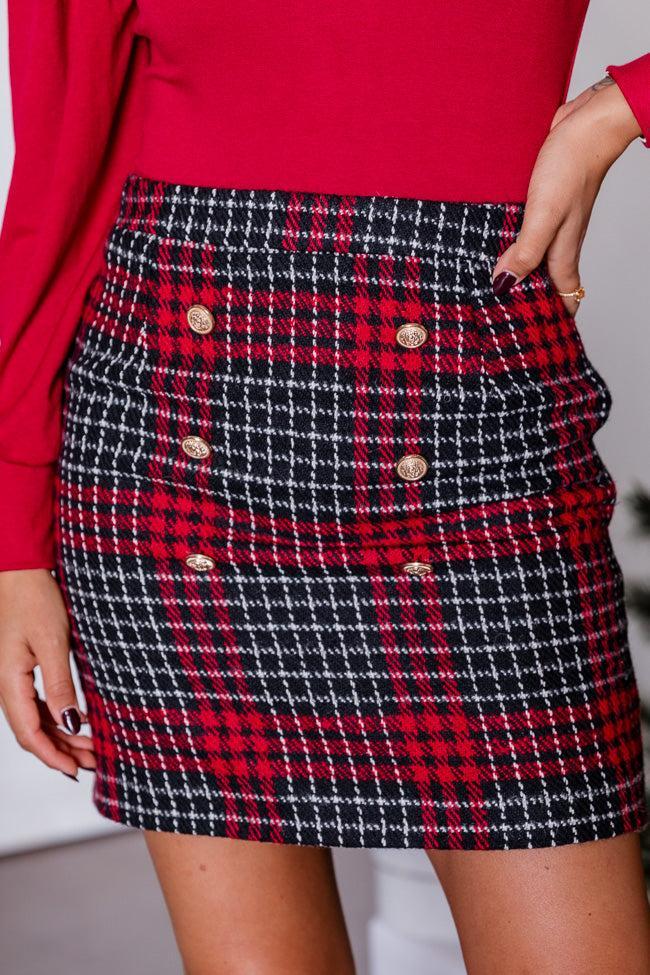 All Wrapped Up Red Plaid Mini Skirt FINAL SALE Product Image