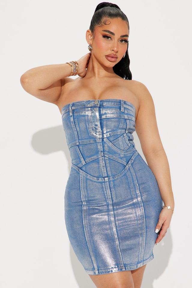 Darcy Denim Mini Dress - Medium Wash Product Image