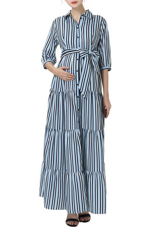 Kimi and Kai Ruby Stripe Belted Maternity/Nursing Maxi Dress Product Image