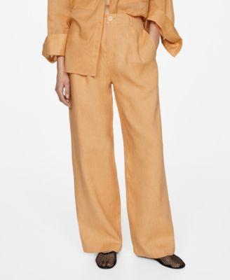 Mango Womens 100% Linen Wideleg Pants Product Image