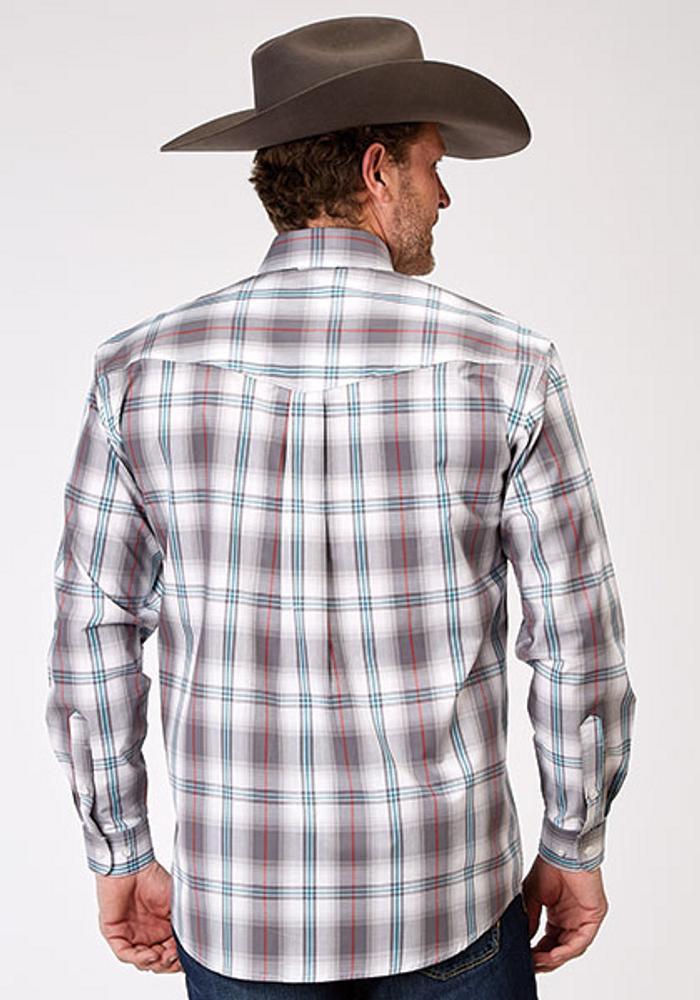 Roper® Men's L/S Amarillo Grey Cloud Plaid Button Shirt Product Image