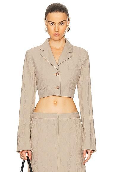 Acne Studios Cropped Blazer Beige. (also in 38, 40, 42). Product Image