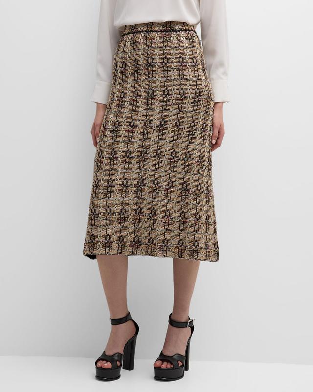 Womens Metallic Tweed Midi Skirt Product Image