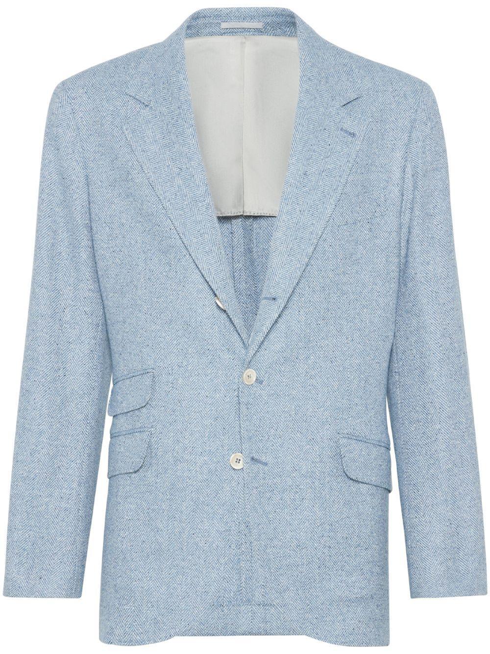 BRUNELLO CUCINELLI Herringbone Blazer In Blue Product Image