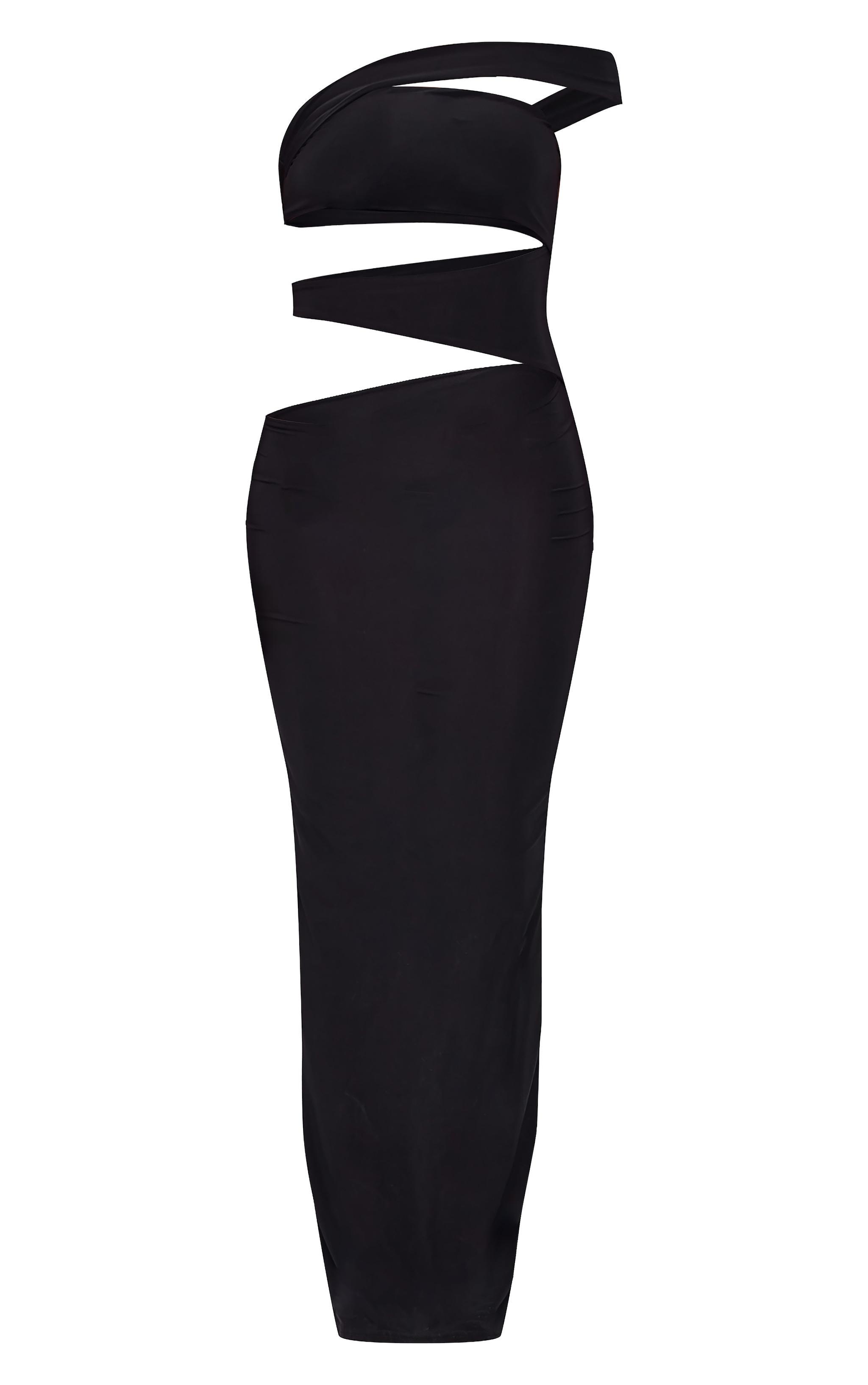 Black Double Slinky Extreme Cut Out Maxi Dress Product Image