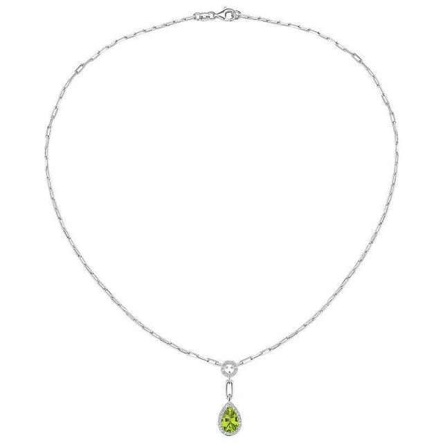 Sterling Silver Peridot & Lab-Created White Sapphire Pendant Necklace, Womens Green Product Image