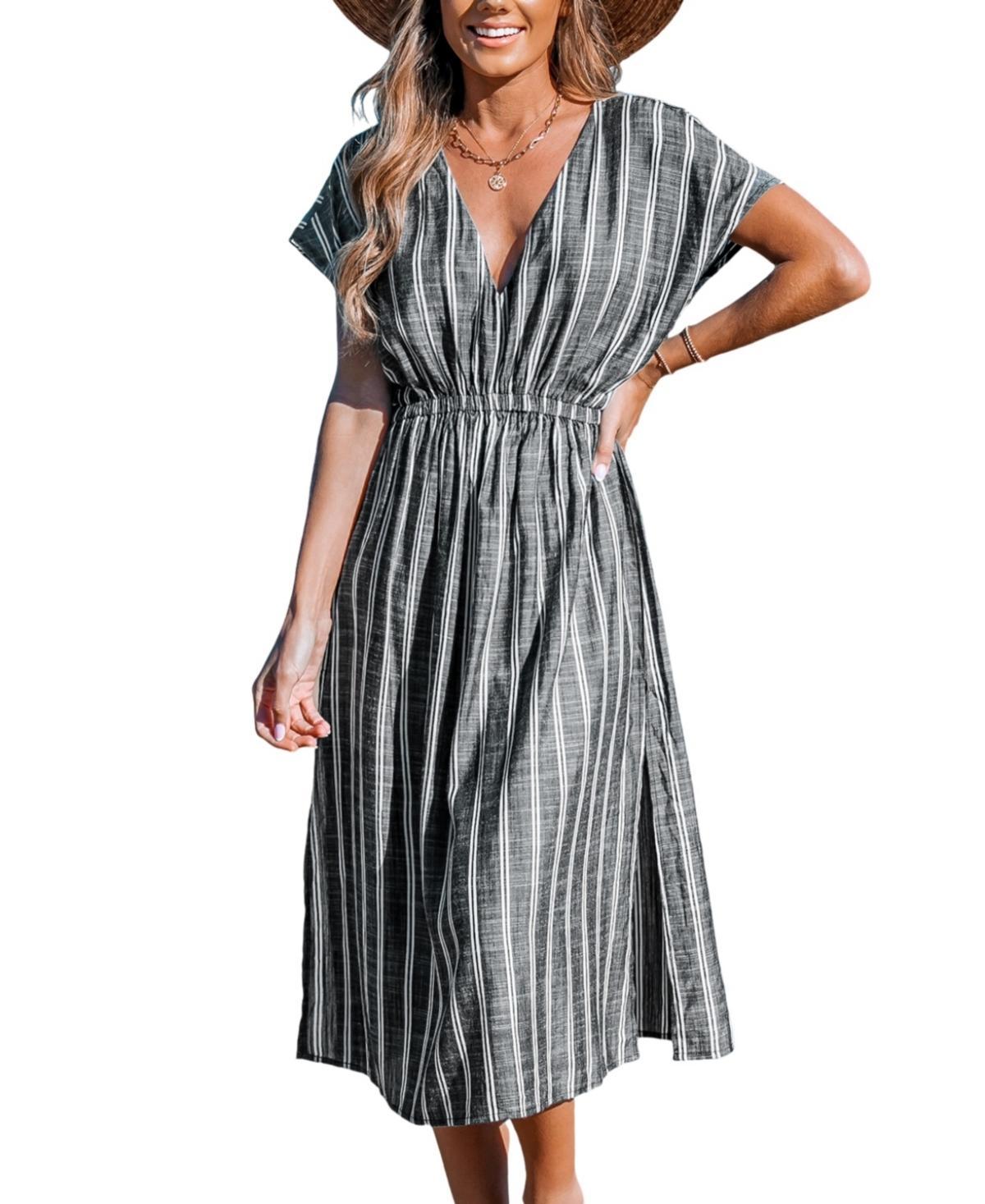 Womens CUPSHE Striped Midi Cover-Up Dress Product Image