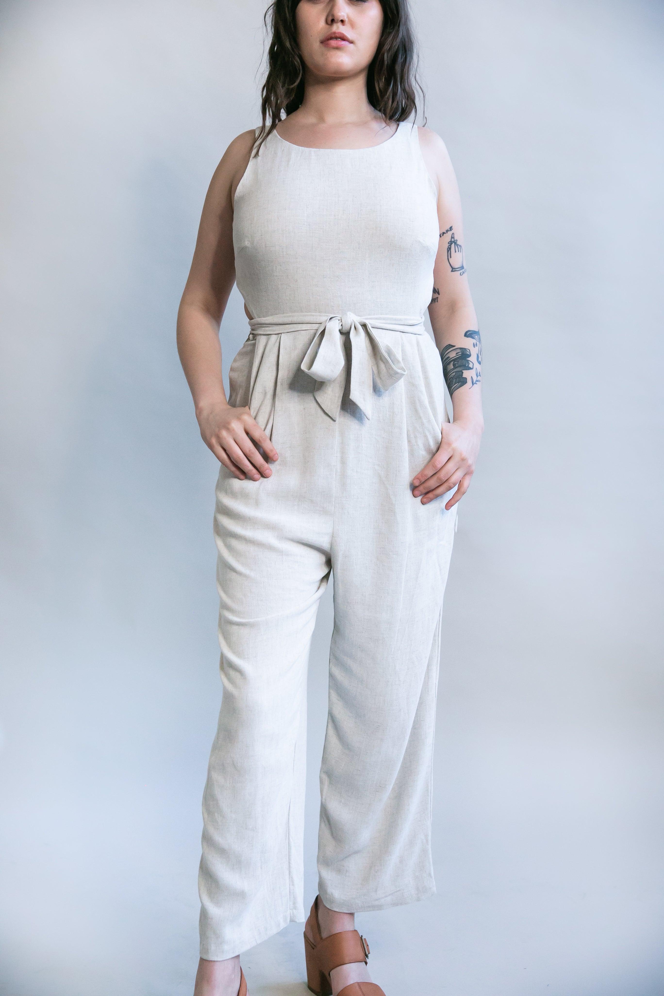 Liberty Jumpsuit in Oat Linen Product Image