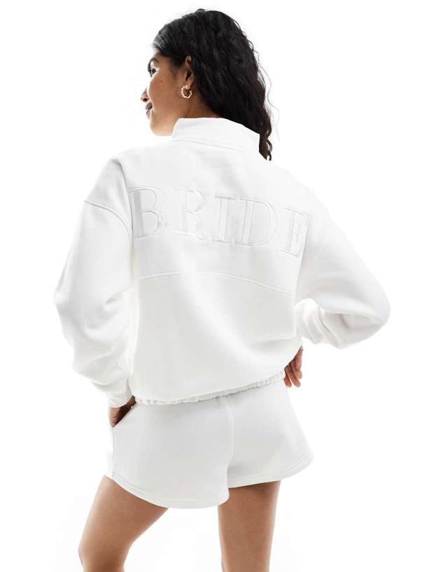 Six Stories Bride half zip sweatshirt in ivory Product Image