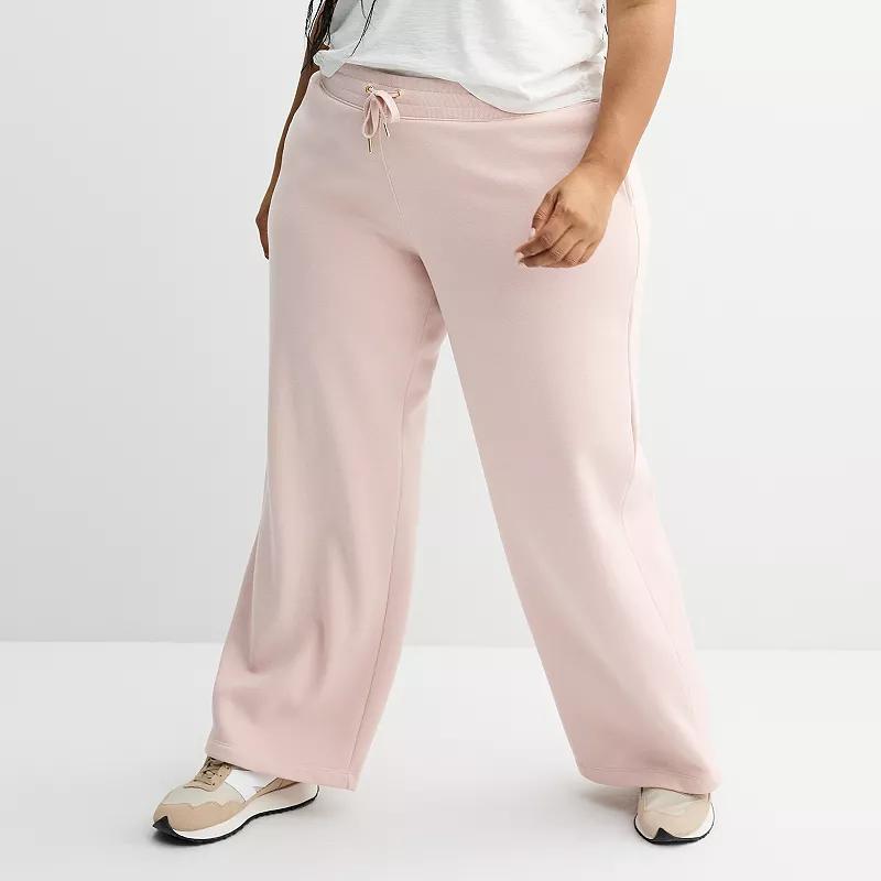 Plus Size Sonoma Goods For Life Fleece Wide Leg Pants, Womens Product Image