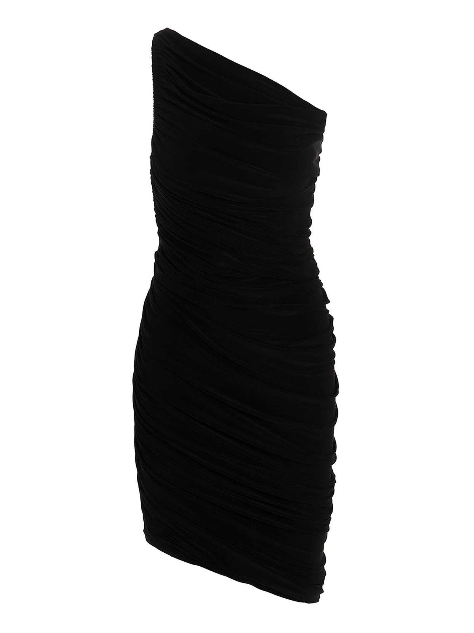 NORMA KAMALI Diana One-shoulder Ruched Stretch-jersey Mini Dress In Black Product Image