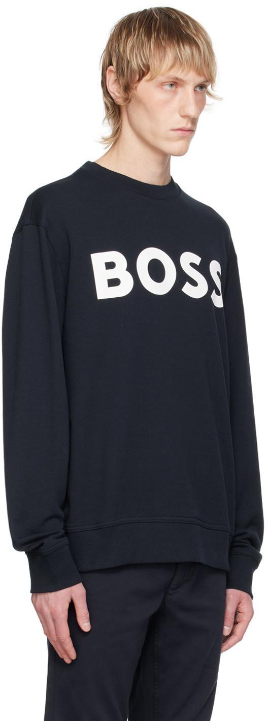 HUGO BOSS Navy Crewneck Sweatshirt In 404-dark Blue Product Image