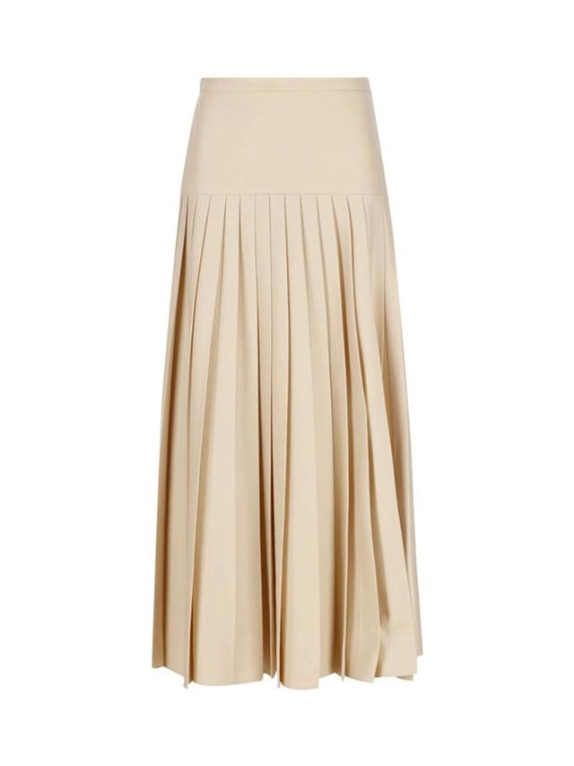 Pleated Wool Flannel Skirt In Cream Product Image