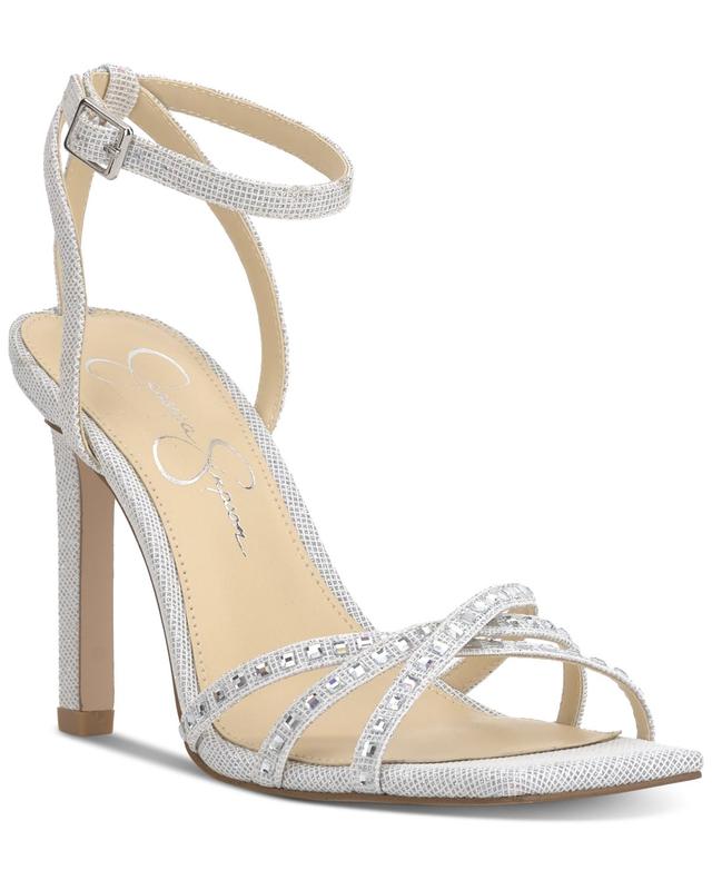 Jessica Simpson Womens Leonah Two-Piece Strappy Embellished Dress Sandals - Silver Product Image