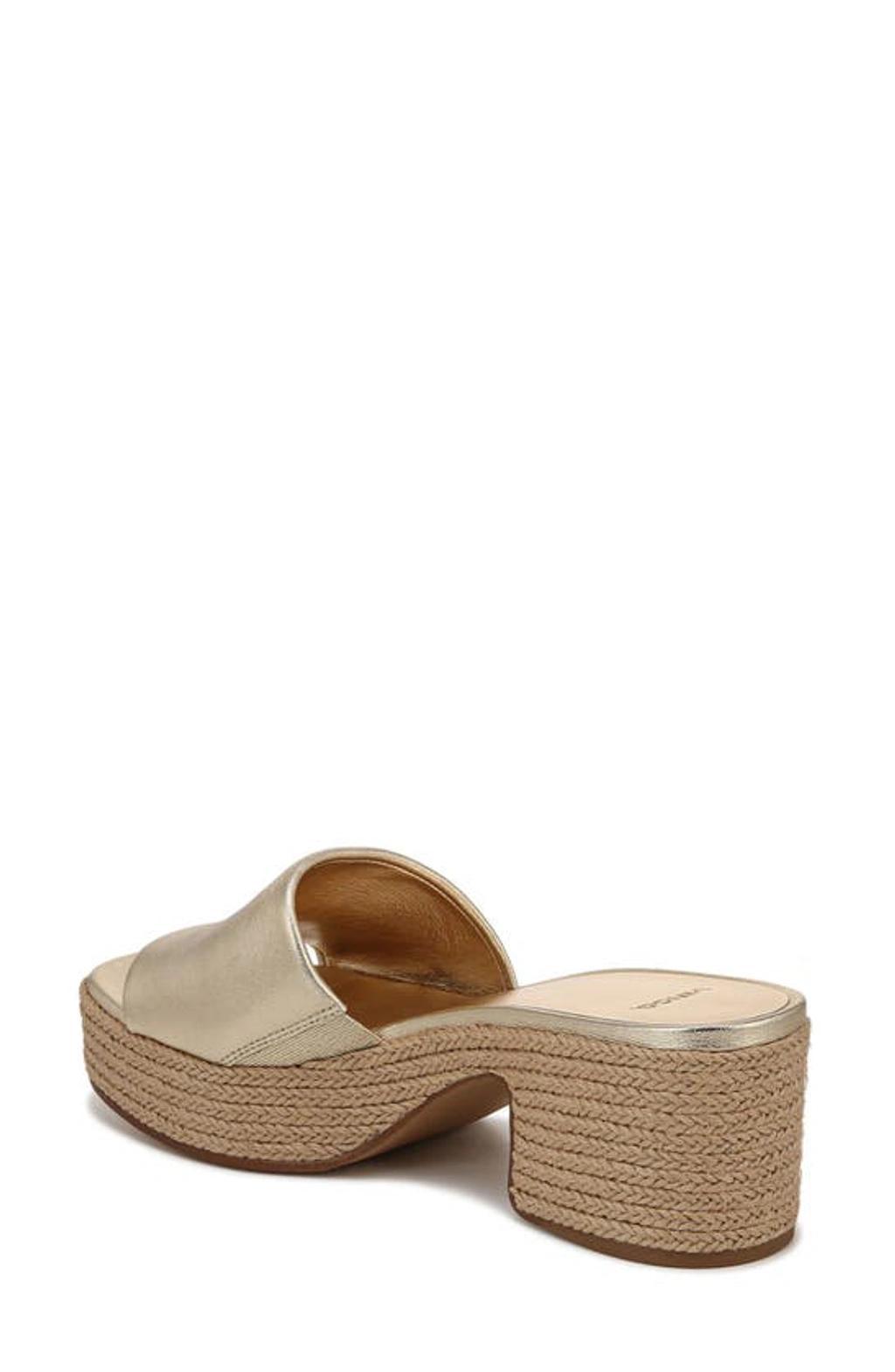 Margo Metallic Espadrille Slide Sandals In White Product Image