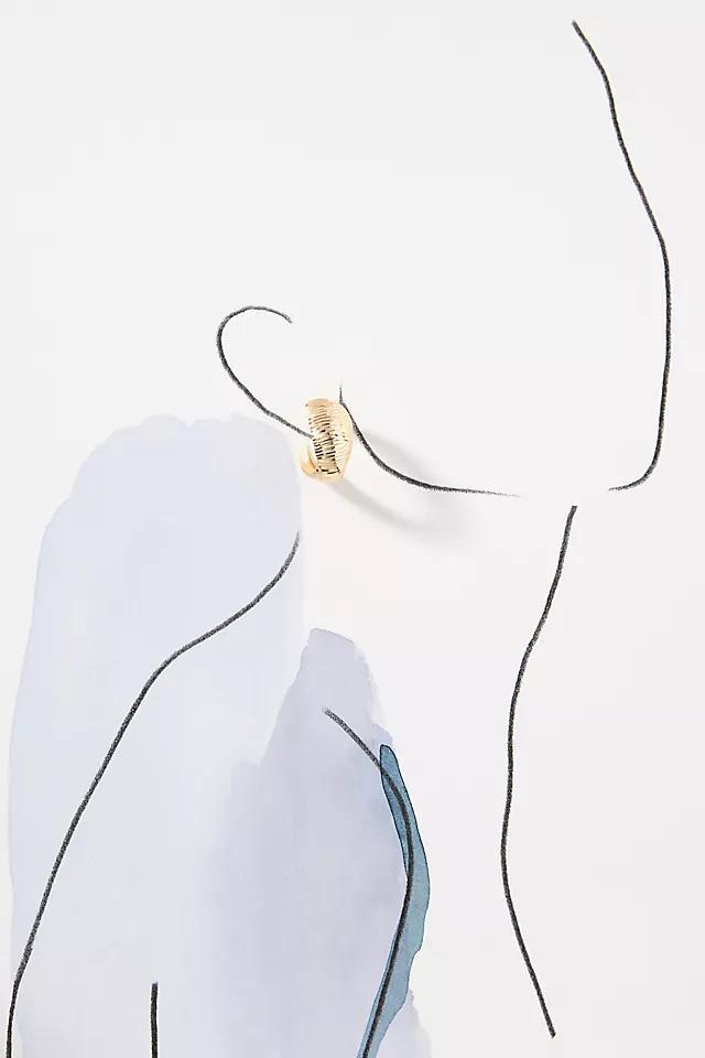 Textured Leaf Hoop Earrings Product Image