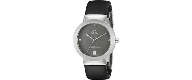 Gino Franco Mens Round Stainless Steel Case and Rubber Strap Watch Product Image