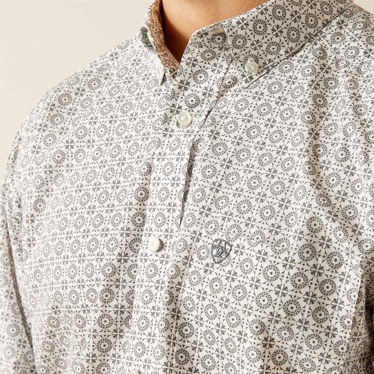 Ariat® Men's L/S Grey Print Jimmy Fitted Button Shirt Product Image