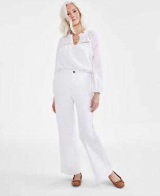 Women's High-Rise Wide-Leg Twill Pants, Created for Macy's Product Image