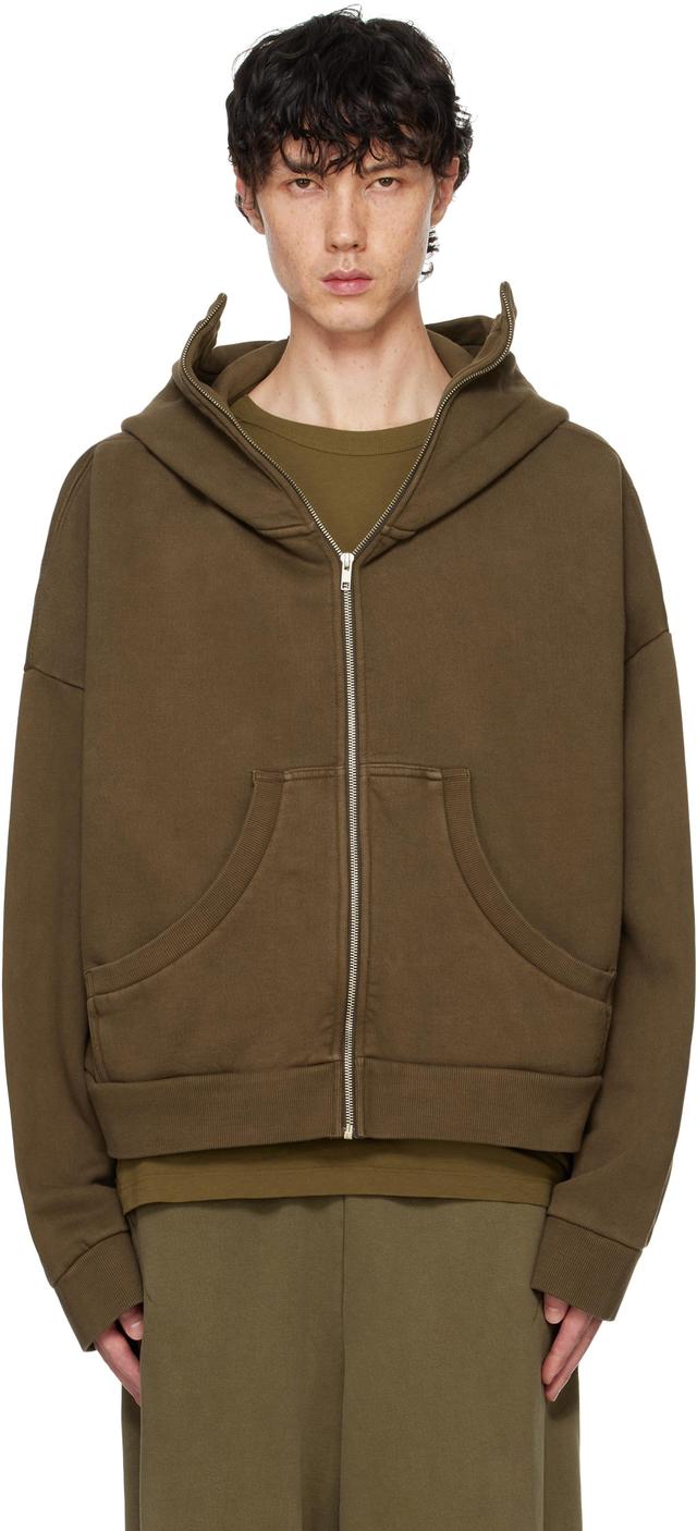 Brown Full Zip Hoodie Product Image