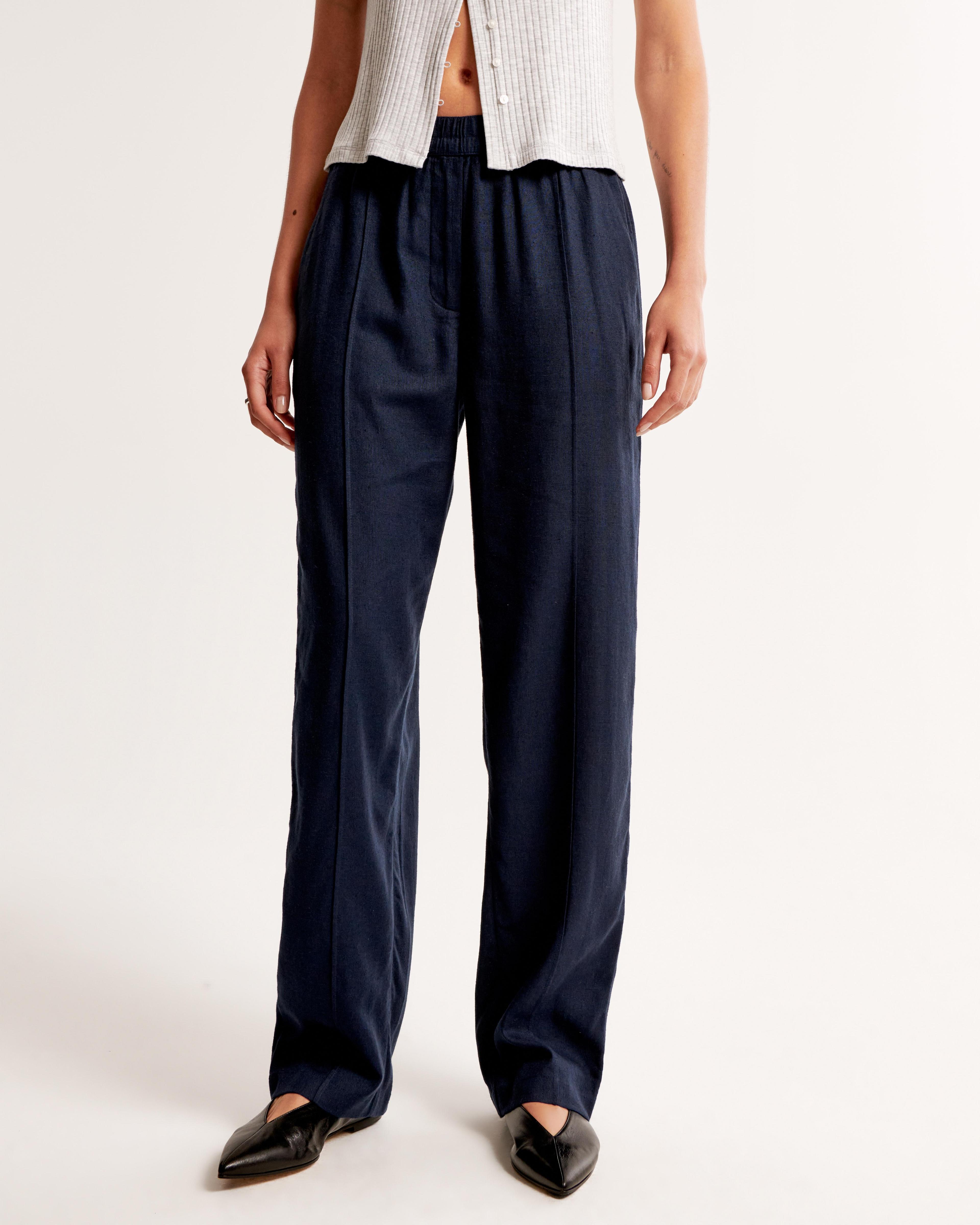 Straight Linen-Blend Pull-On Pant Product Image