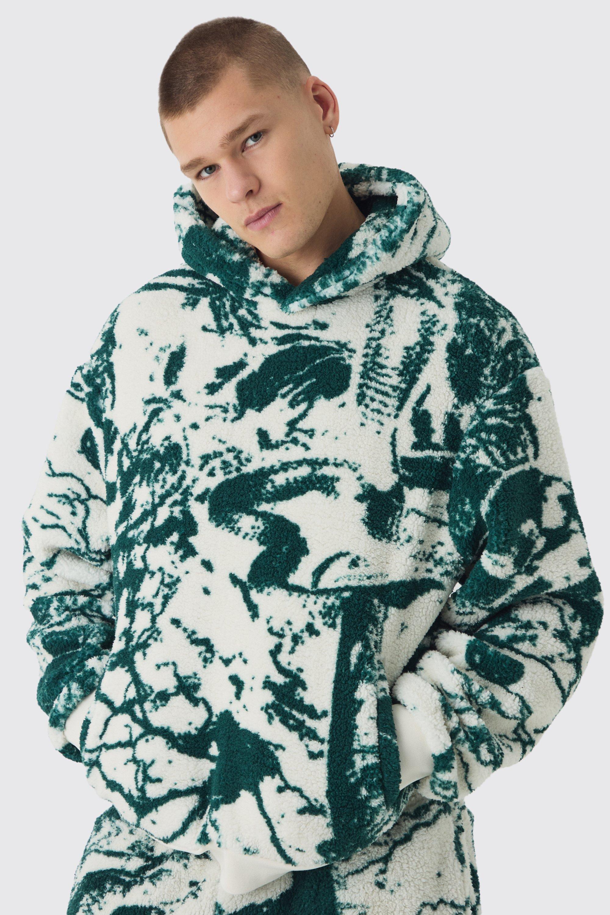 Oversized Boxy Borg Gothic Print Hoodie | boohooMAN USA Product Image