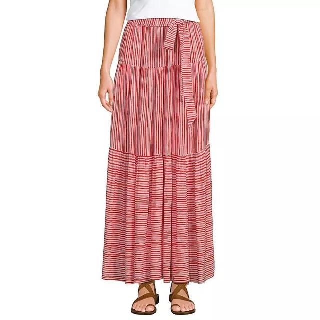 Womens Lands End Printed Flowy Tiered Maxi Skirt Product Image