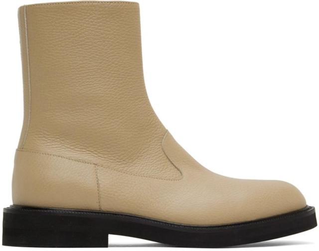 Beige Leather Chelsea Boots In 006 Ivory Product Image