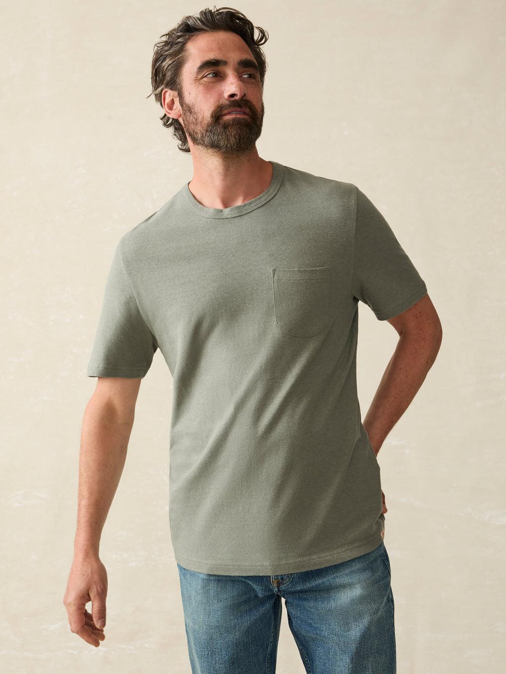 Short-Sleeve Hemp Blend Tee - Olive Dusk Product Image