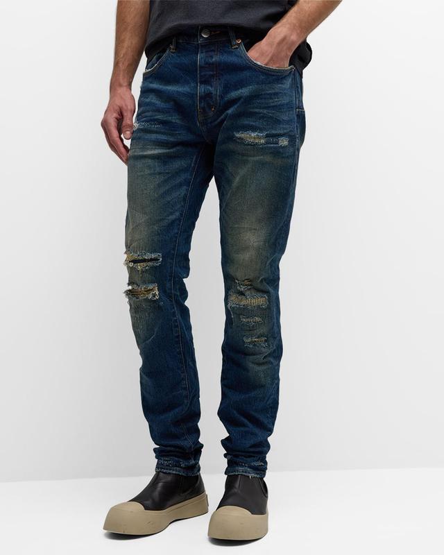 Mens Distressed Tapered Jeans Product Image